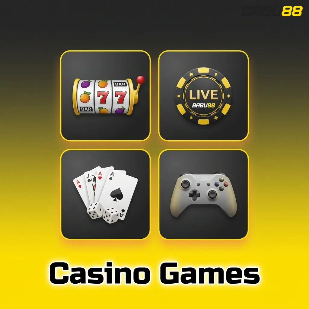Casino gaming interface showing diverse game categories including slots, live dealer tables, and specialty games