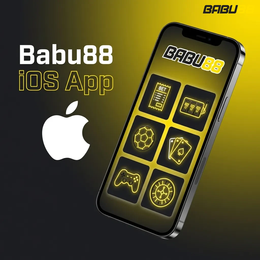 Babu88 iOS app icon displayed on iPhone screen, compatible with iOS 11.0+, showing sports betting interface