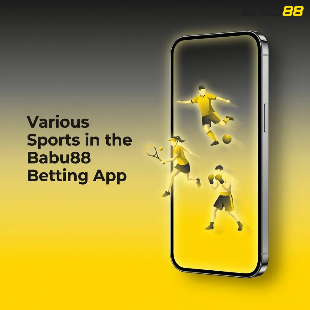 Babu88 betting app interface showing multiple sports options including cricket, football, tennis, and eSports for live wagering