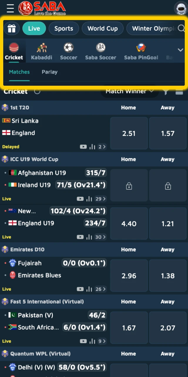 Choose an event and click on the odds you want to bet on.