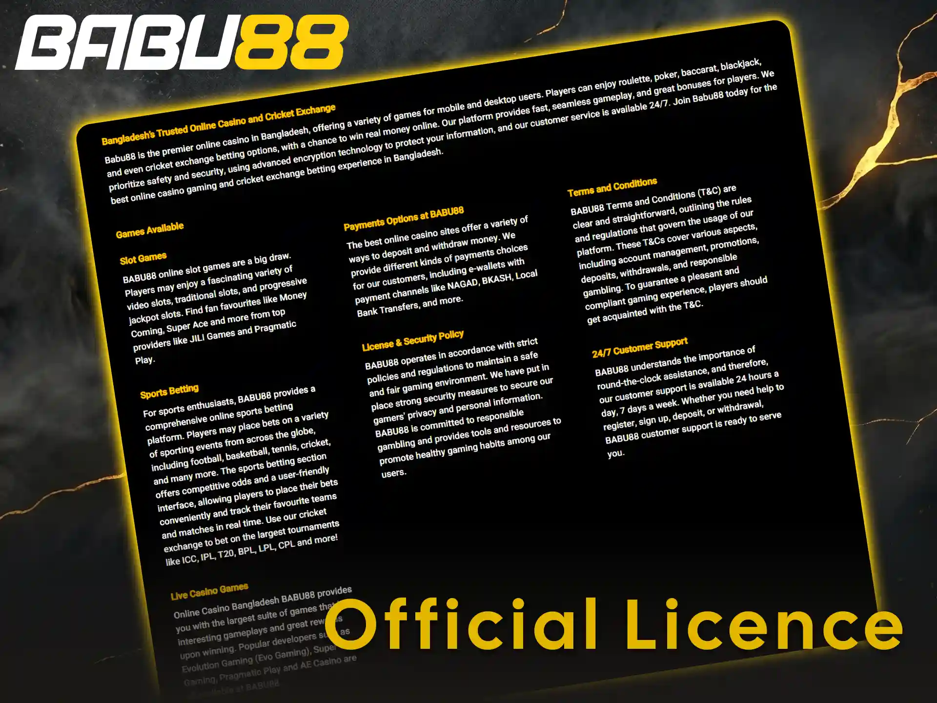 Verify the valid international gambling licence of the official Babu88 bookmaker.