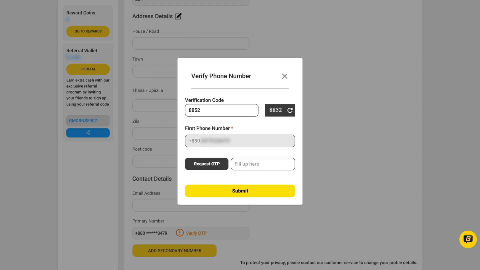 Verify your active mobile phone number to secure your Babu88 account.