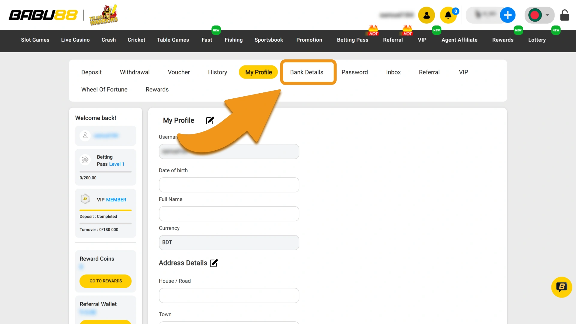 Confirm your chosen payment method to enable quick withdrawals from Babu88.