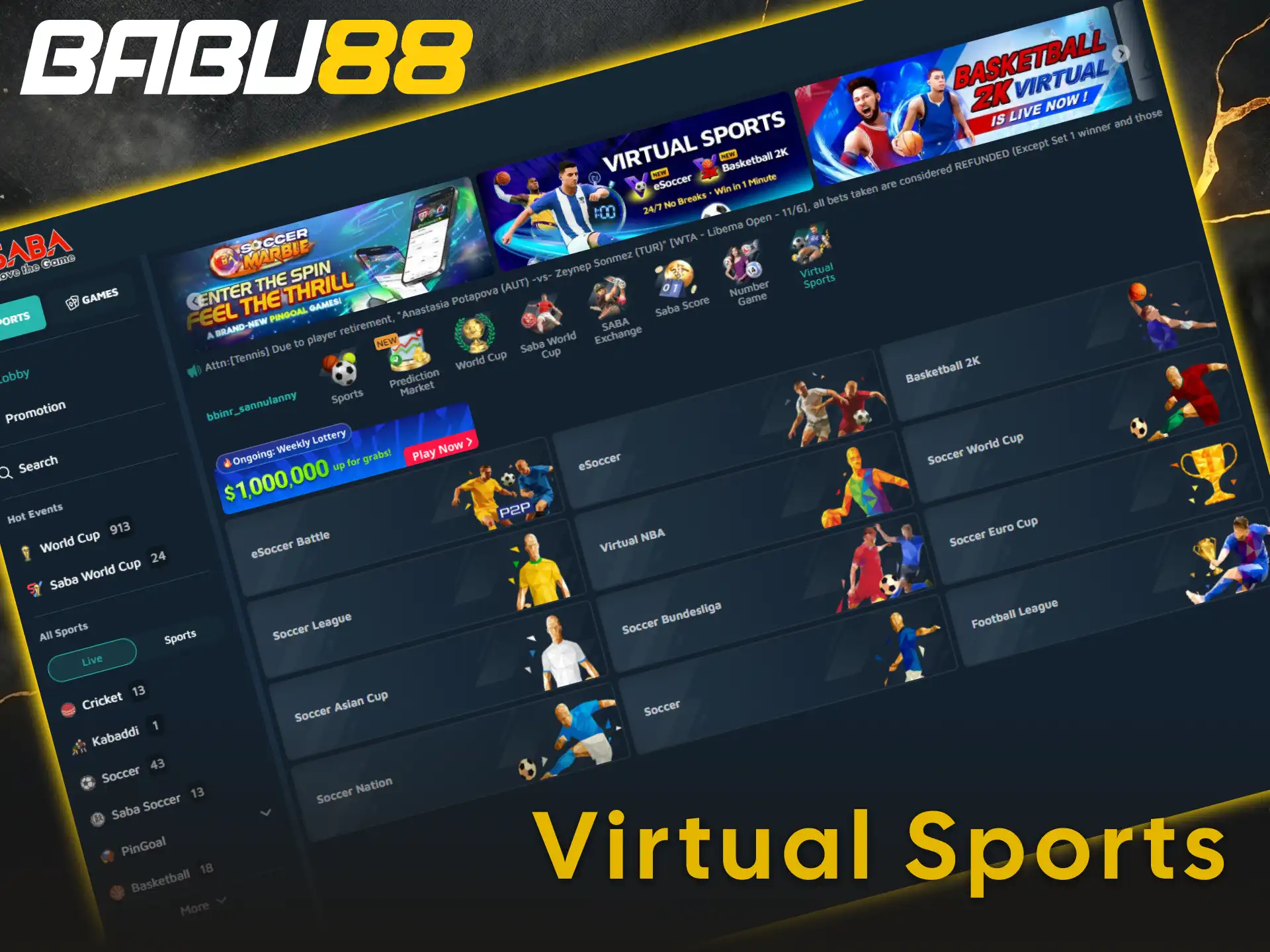 Start virtual sports betting on the Babu88 official website.